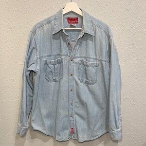 Vintage Marlboro Denim Shirt Button Up Country Store Long Sleeve Men Large